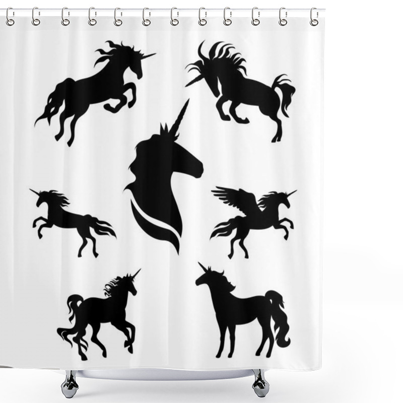 Personality  Unicorn Set Vector Shower Curtains