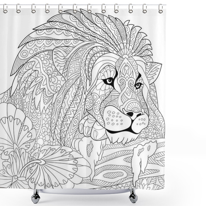 Personality  Zentangle Stylized Lion Shower Curtains