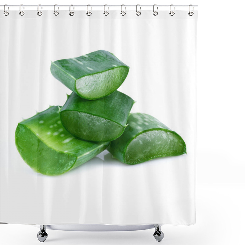 Personality  Aloe Vera Leaf And Slices Isolated On White Shower Curtains