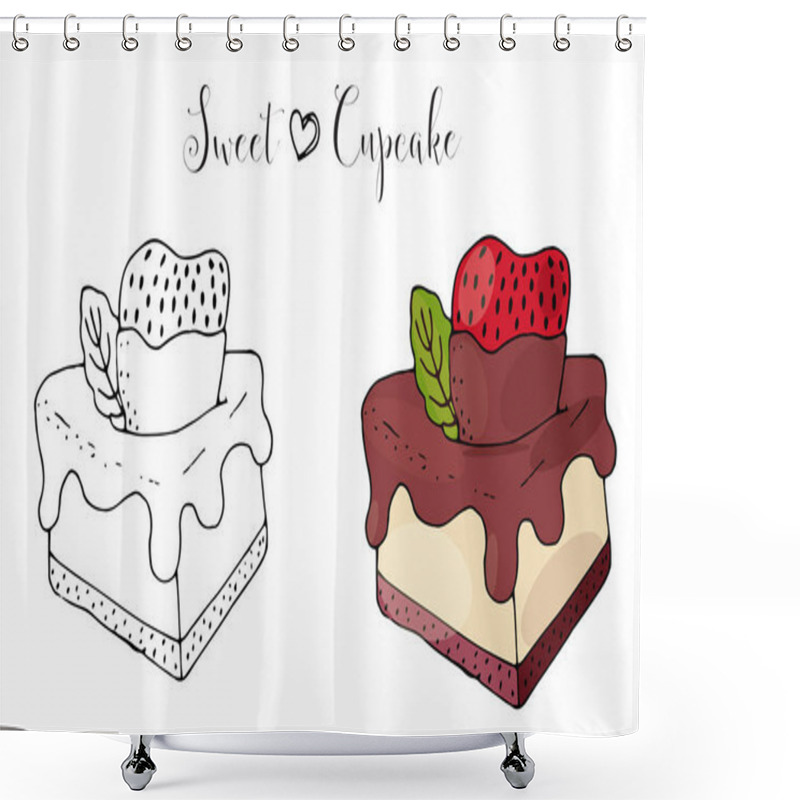 Personality  Vector Isolated Cake Or Cupcake, Dessert With Berry Shower Curtains