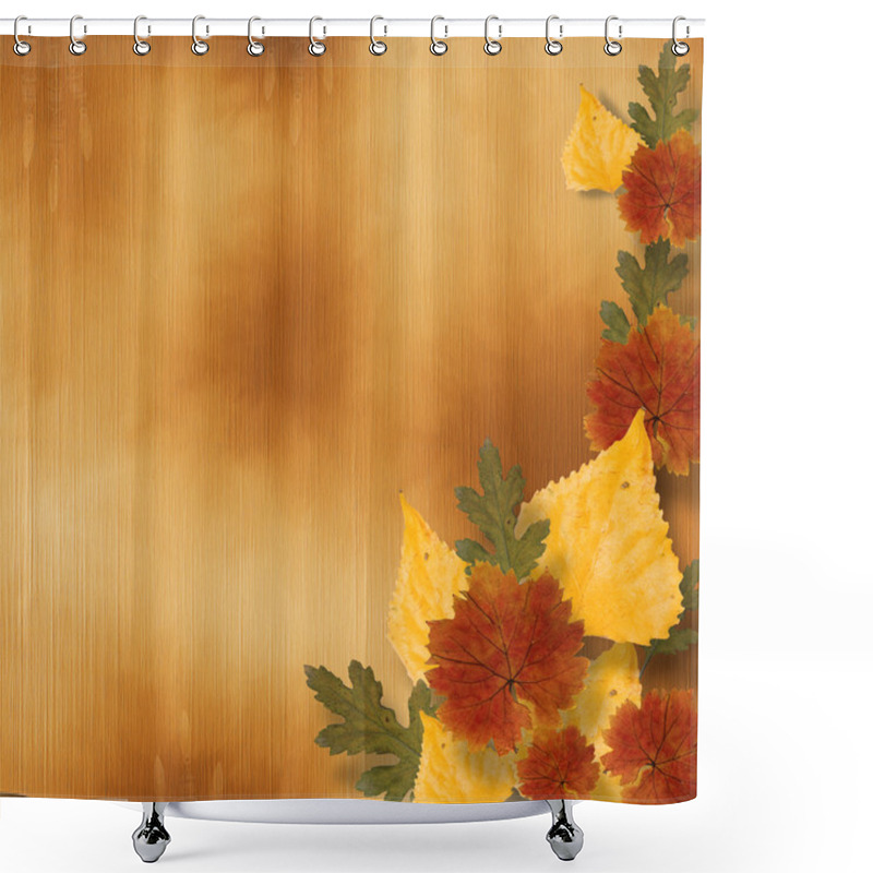 Personality  Grunge Papers Design In Scrapbooking Style With Autumn Foliage Shower Curtains