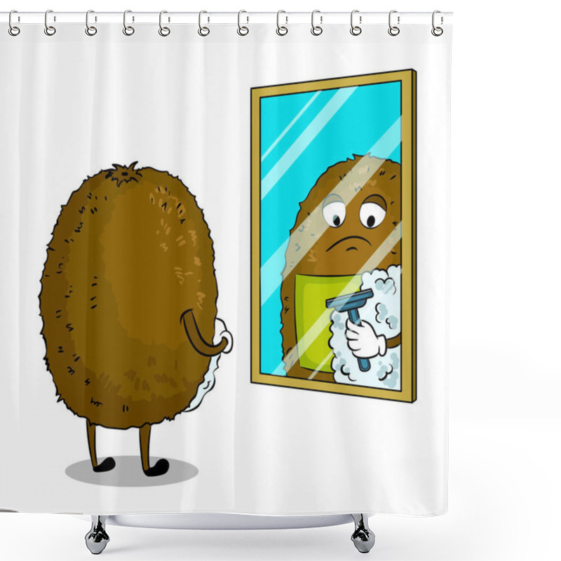 Personality  Kiwi Fruit Shaves Pop Art Vector Illustration Shower Curtains