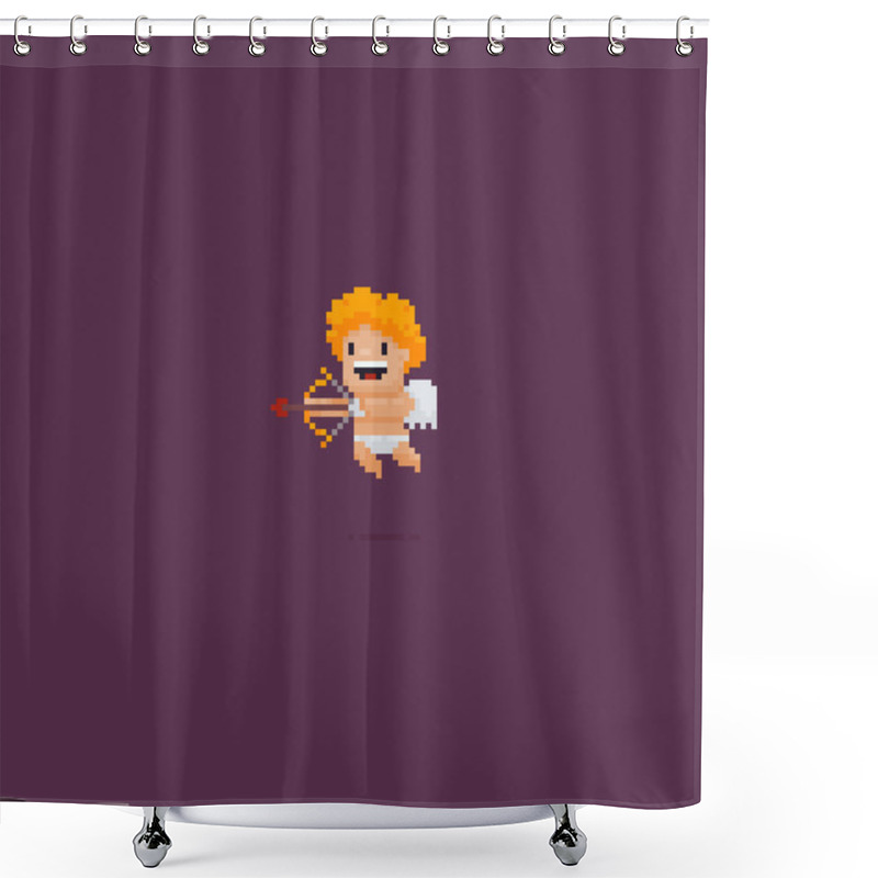 Personality  Pixel Art Cupid Shower Curtains