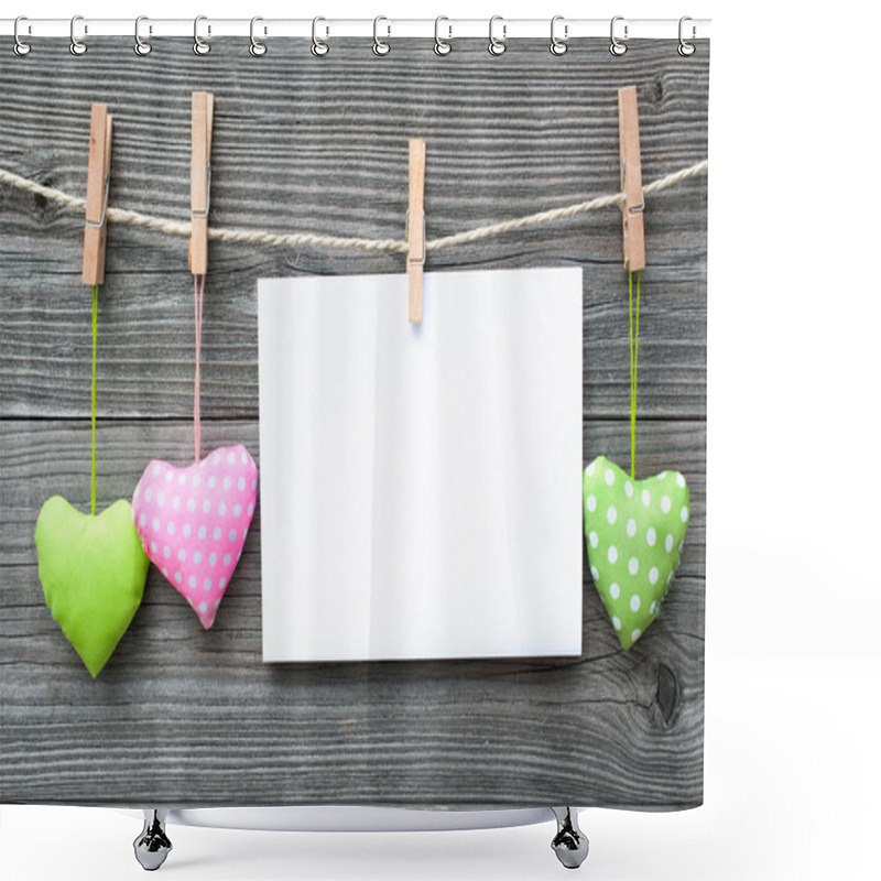 Personality  Message And Hearts On The Clothesline Shower Curtains