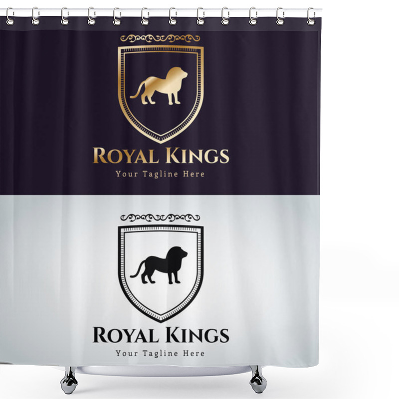 Personality  Royal Logo Vector Lion Silhouette Shower Curtains