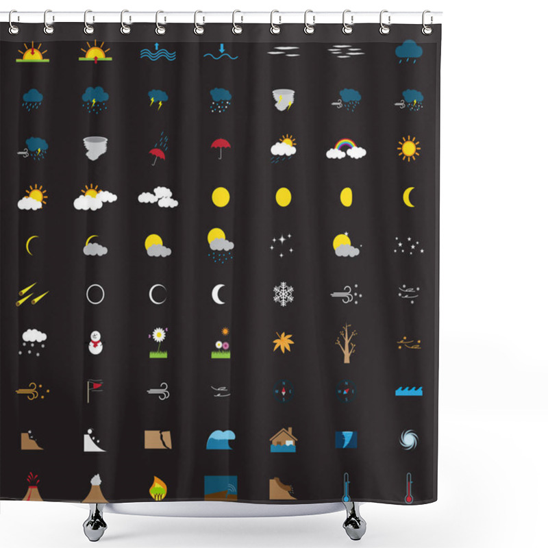 Personality  Weather Flat Icons Shower Curtains