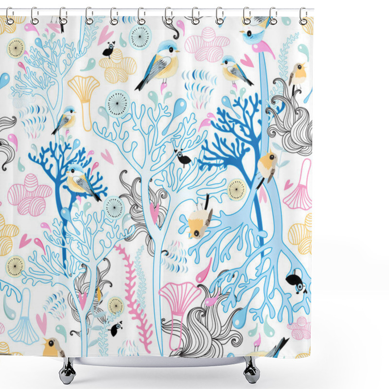 Personality  Floral Pattern With Birds  Shower Curtains