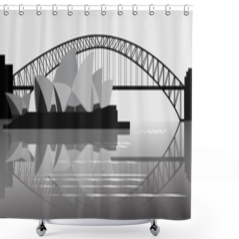 Personality  Illustration Of The Sydney Harbor Bridge - Banner - Vector Shower Curtains