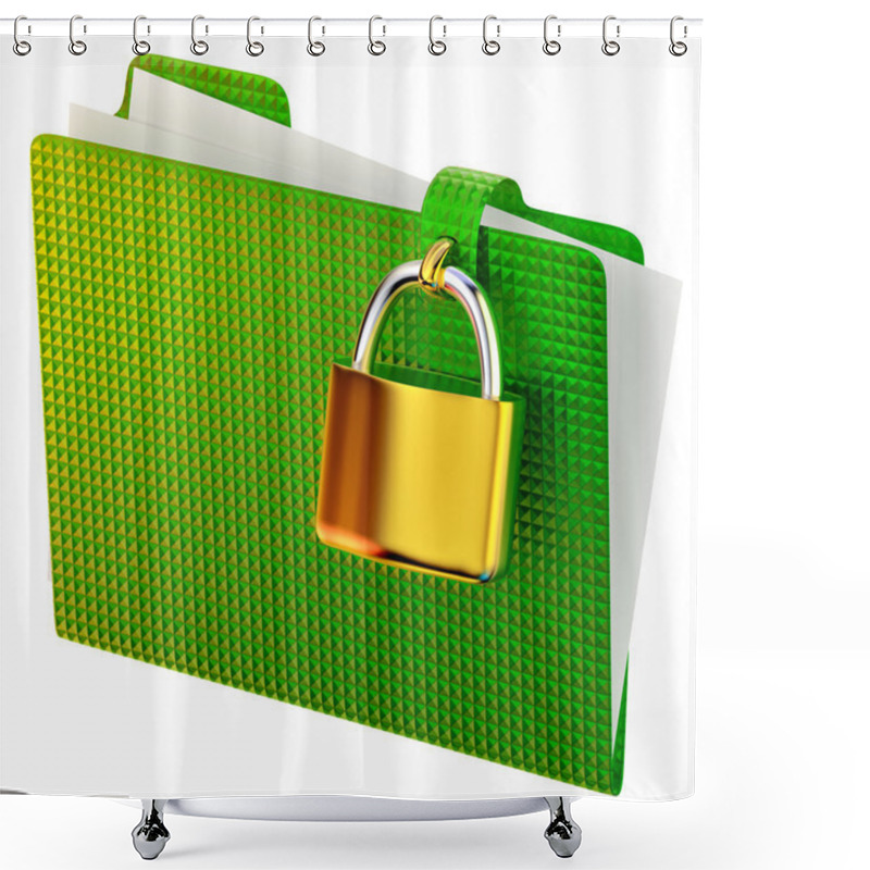 Personality  Green Folder With Lock Shower Curtains