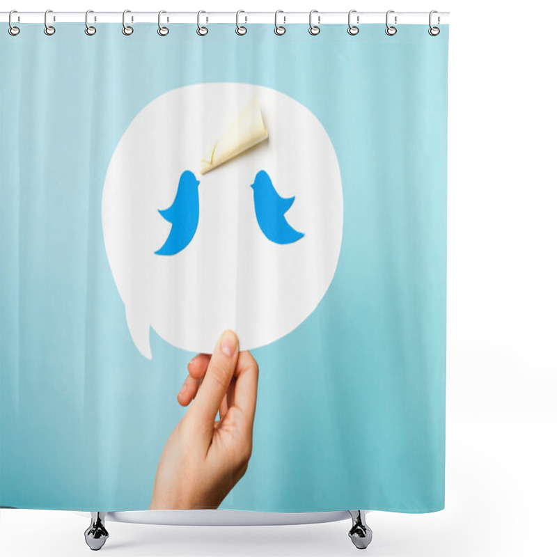 Personality  Blue Bird On Speech Bubble Shower Curtains