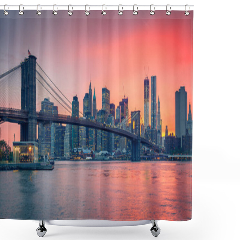 Personality  Brooklyn Bridge And Manhattan At Dusk Shower Curtains