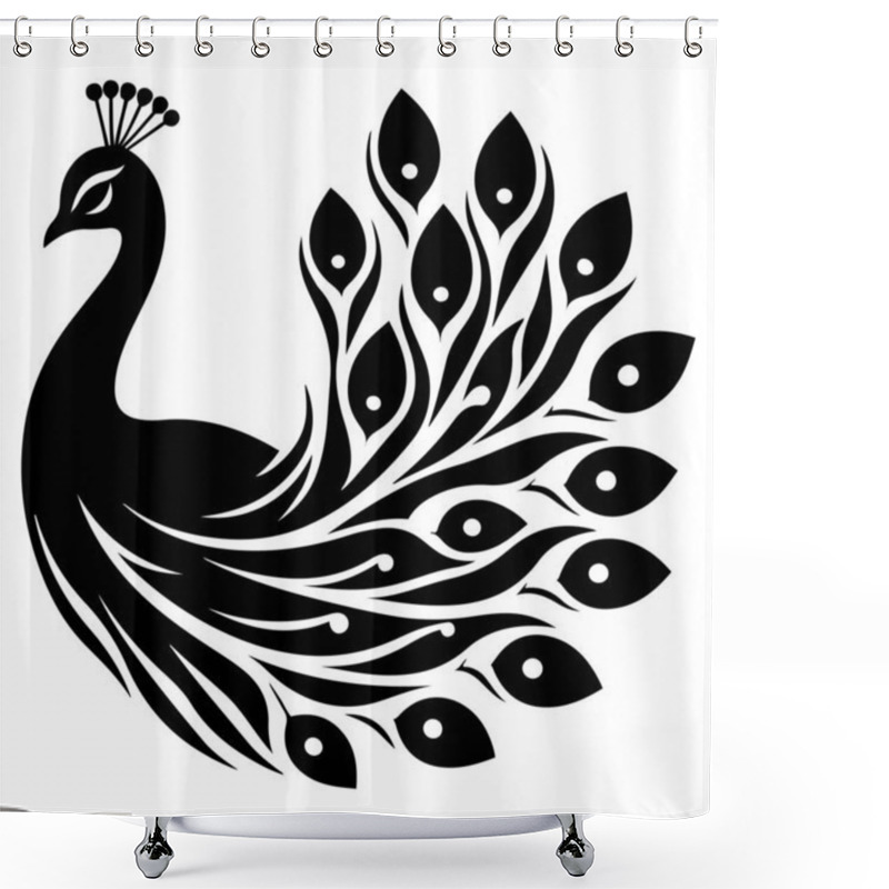 Personality  Beauty Peacock Vector Silhouette Illustration. Shower Curtains