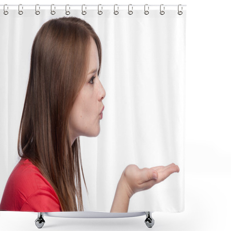 Personality  Side Profile Girl Blowing Kiss Shower Curtains