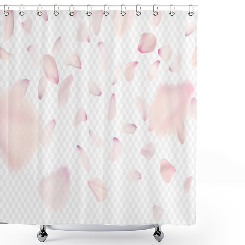 Personality  Pink Sakura Falling Petals Background. Vector Illustration Shower Curtains