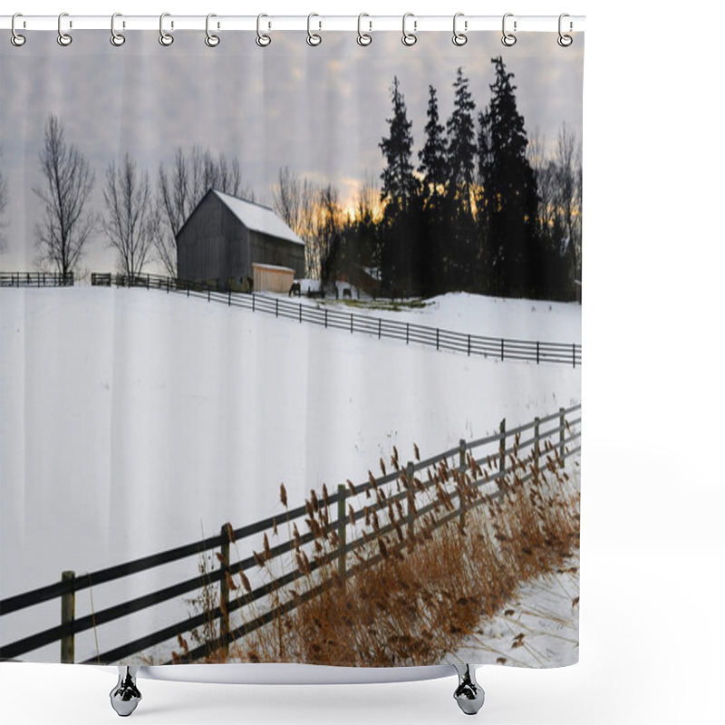 Personality  Rural Winter Landscape Shower Curtains