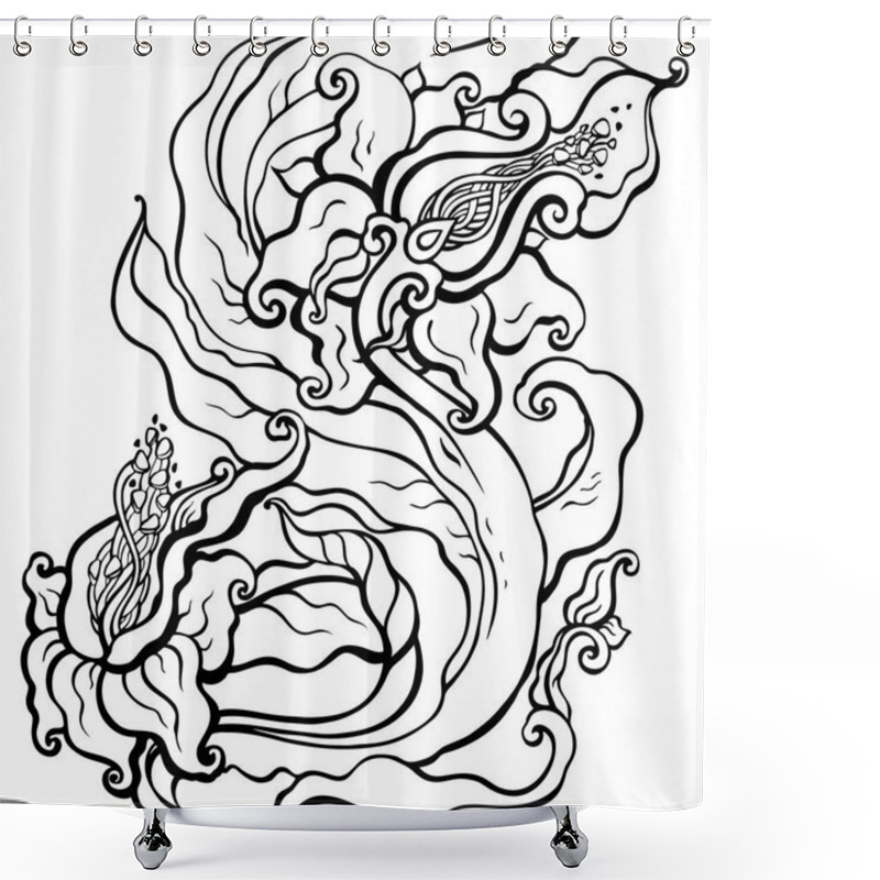 Personality  Abstract Flower. Vector Hand Drawn Illustration, Isolated Shower Curtains