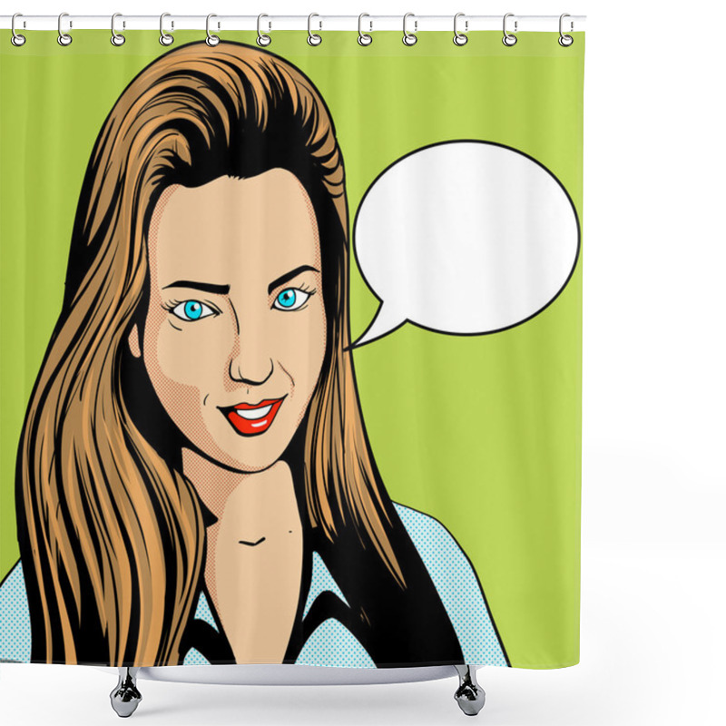 Personality  Young Woman Pop Art Retro Vector Shower Curtains