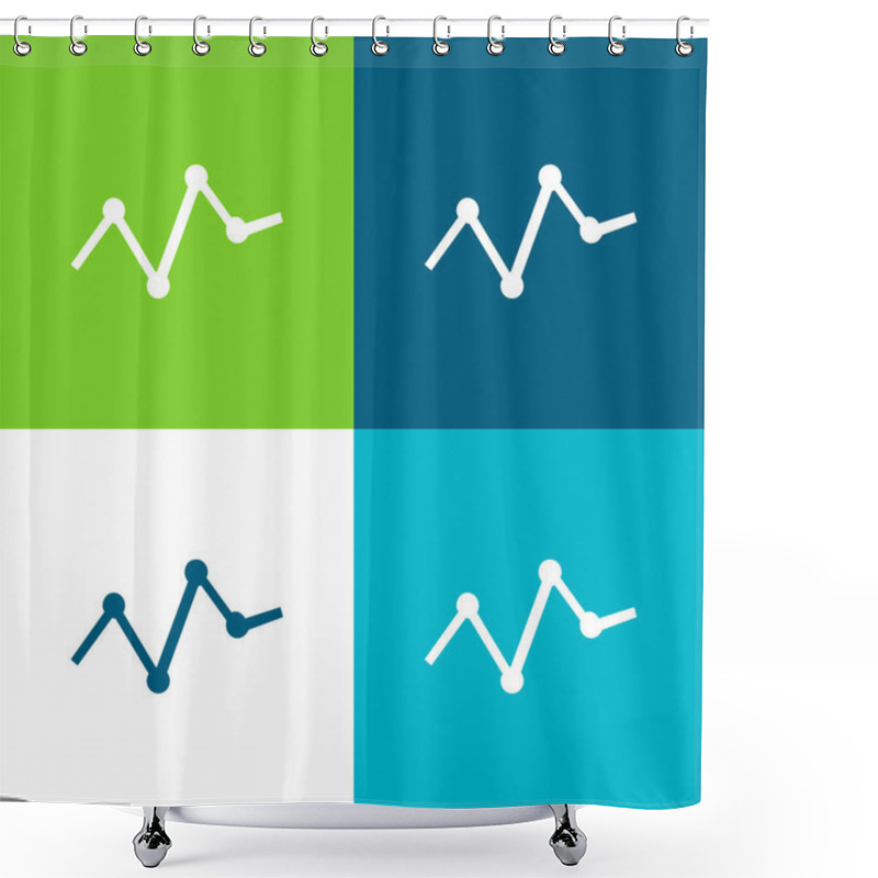 Personality  Analysis Of Business Statistics In A Line Graphic With Points Flat Four Color Minimal Icon Set Shower Curtains