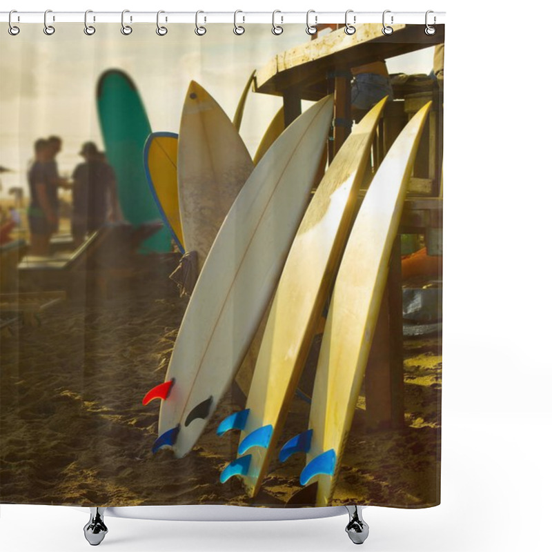 Personality  Surfboards For Rent On Bali Beach Shower Curtains