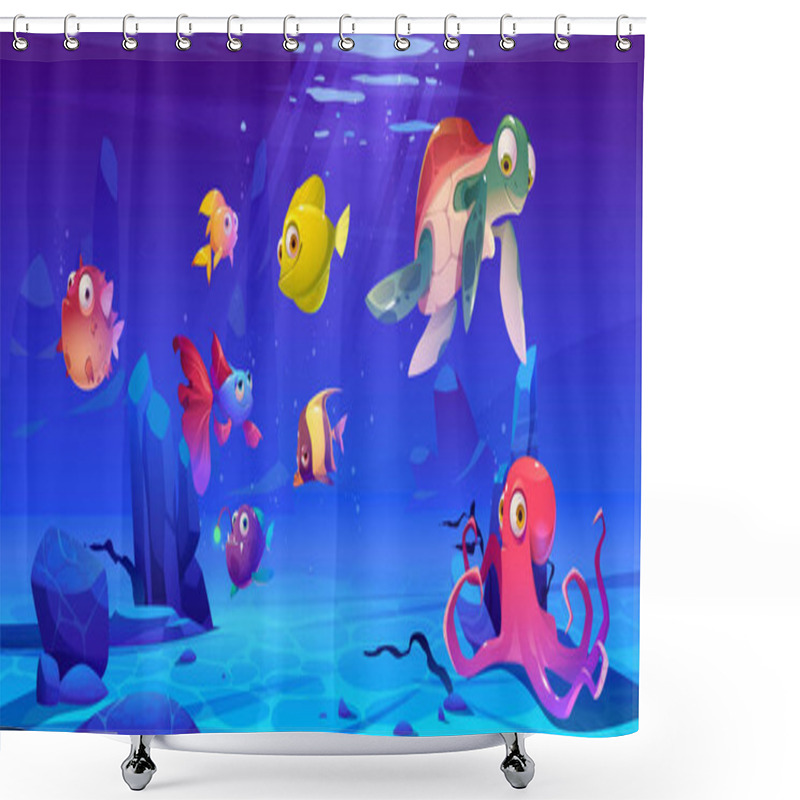 Personality  Underwater Landscape With Sea Life Animals Shower Curtains