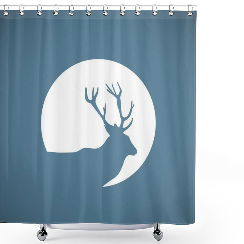 Personality  Deer And Moon Icon Shower Curtains