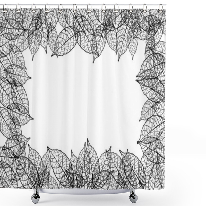 Personality  Leaves Frame Black Out Line Background Shower Curtains