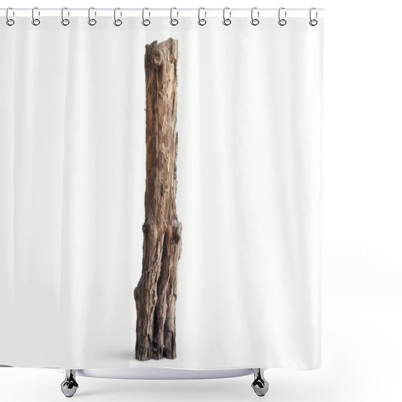 Personality  A Rustic Wooden Stump With A Textured, Weathered Appearance, Showcasing Natural Beauty And Unique Character. Shower Curtains