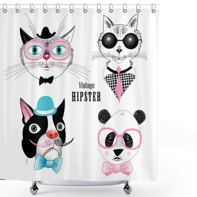 Personality  Set Of Animal Hipster Shower Curtains