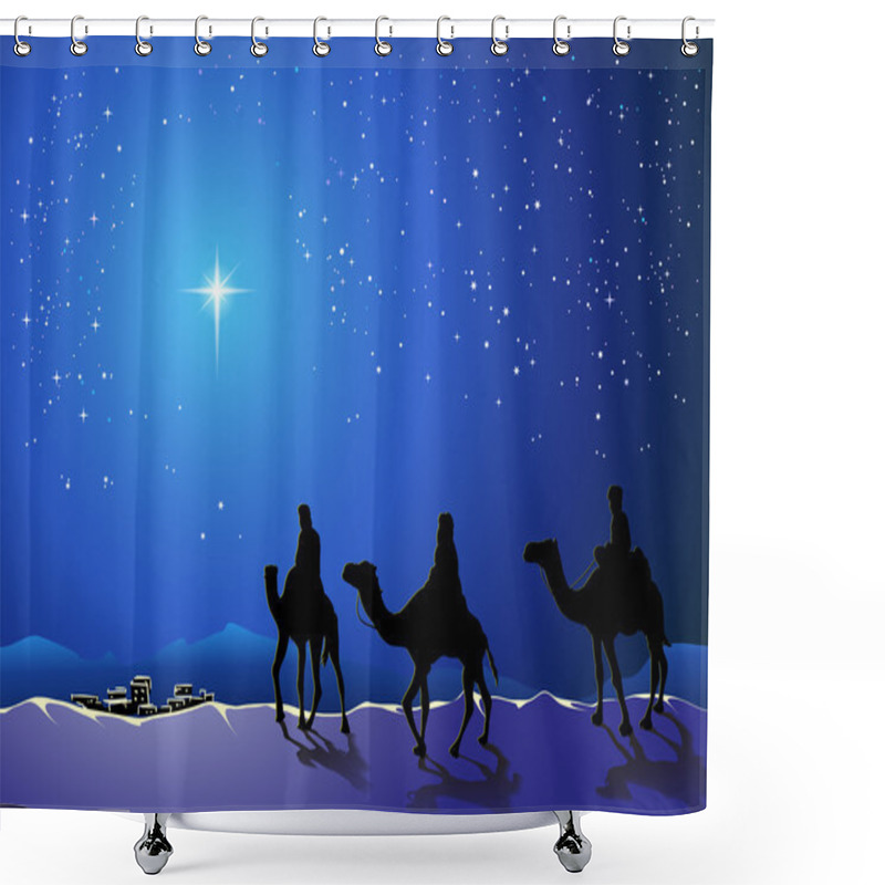 Personality  Three Wise Men Go For The Star Of Bethlehem Shower Curtains