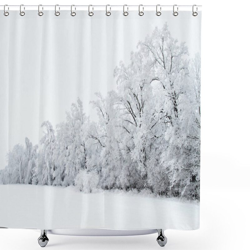 Personality  Winter Landscape With Snow And Trees Shower Curtains