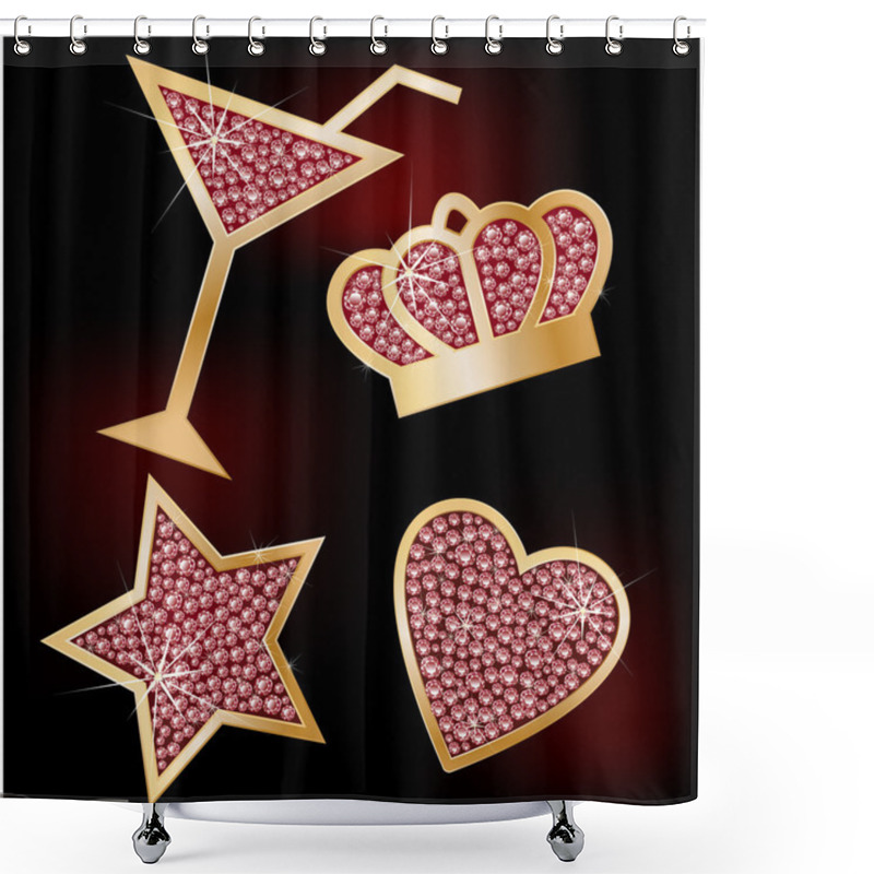 Personality  Crown, Star, Heart, The Martinis Decorated With Brilliants. Shower Curtains