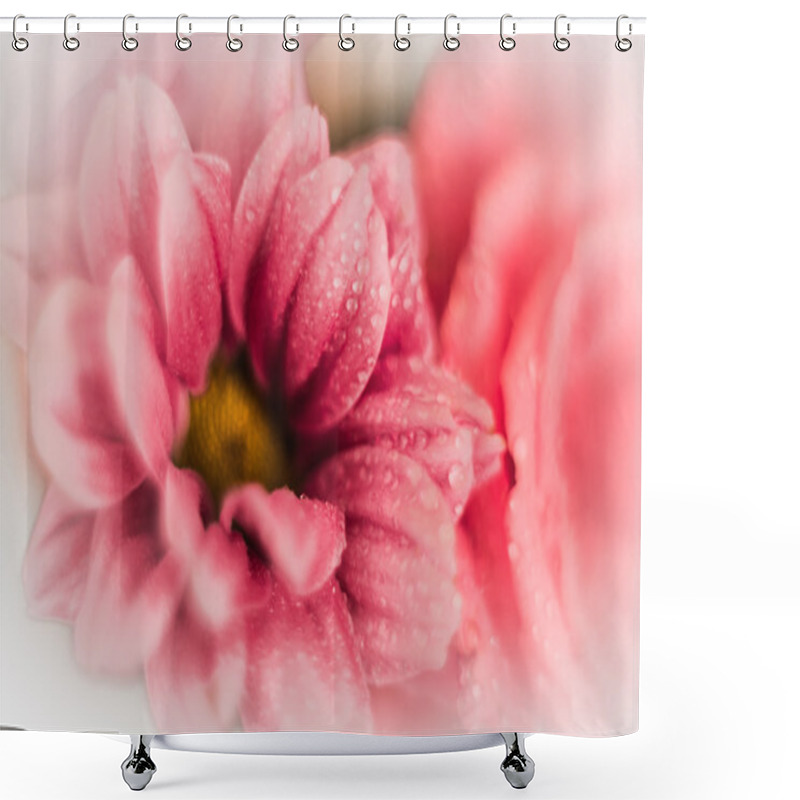 Personality  Beautiful Flowers With Drops Of Rain Water Shower Curtains