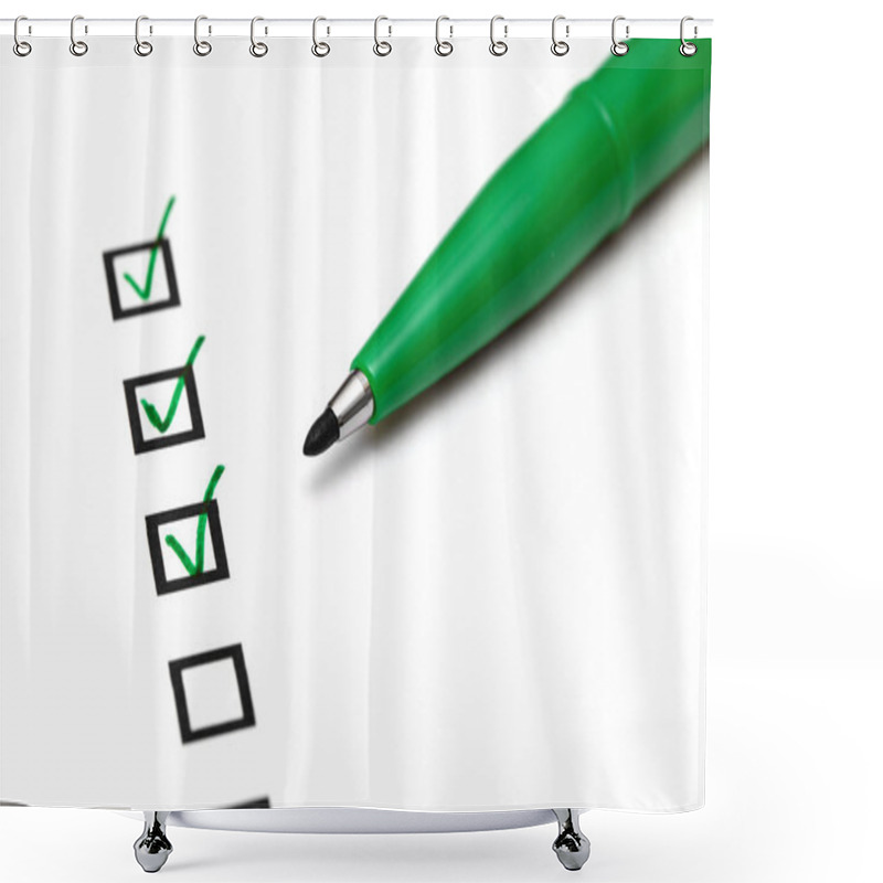 Personality  Checkbox With Green Tick Shower Curtains