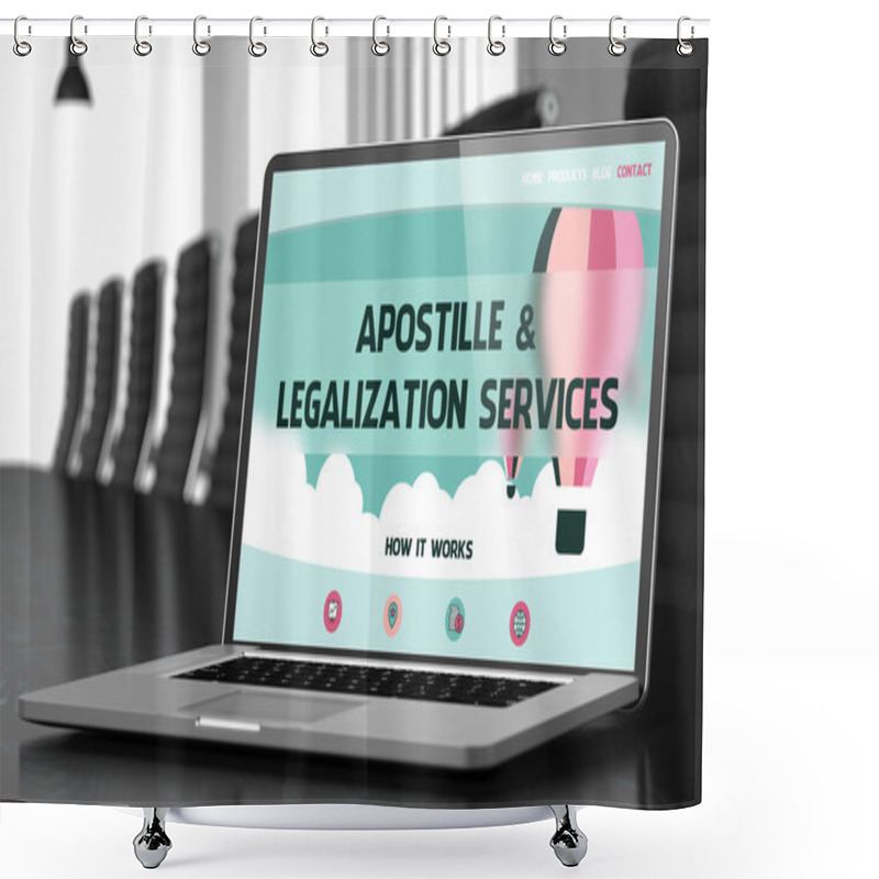 Personality  Apostille And Legalization Services Concept On Laptop Screen. Shower Curtains