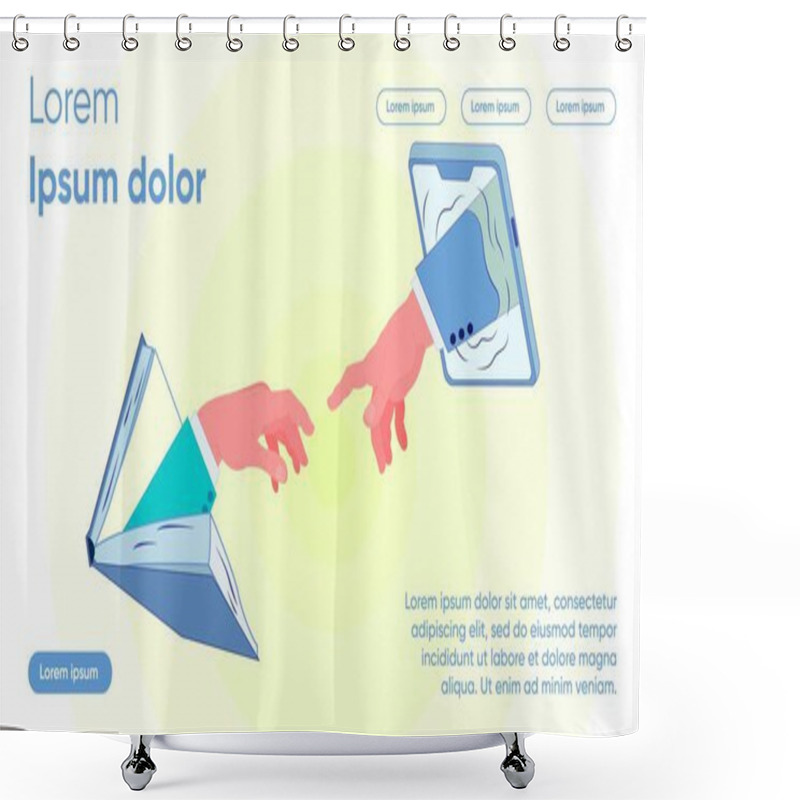 Personality  Hands In Suits From Book And From Tablet Stretch. Shower Curtains