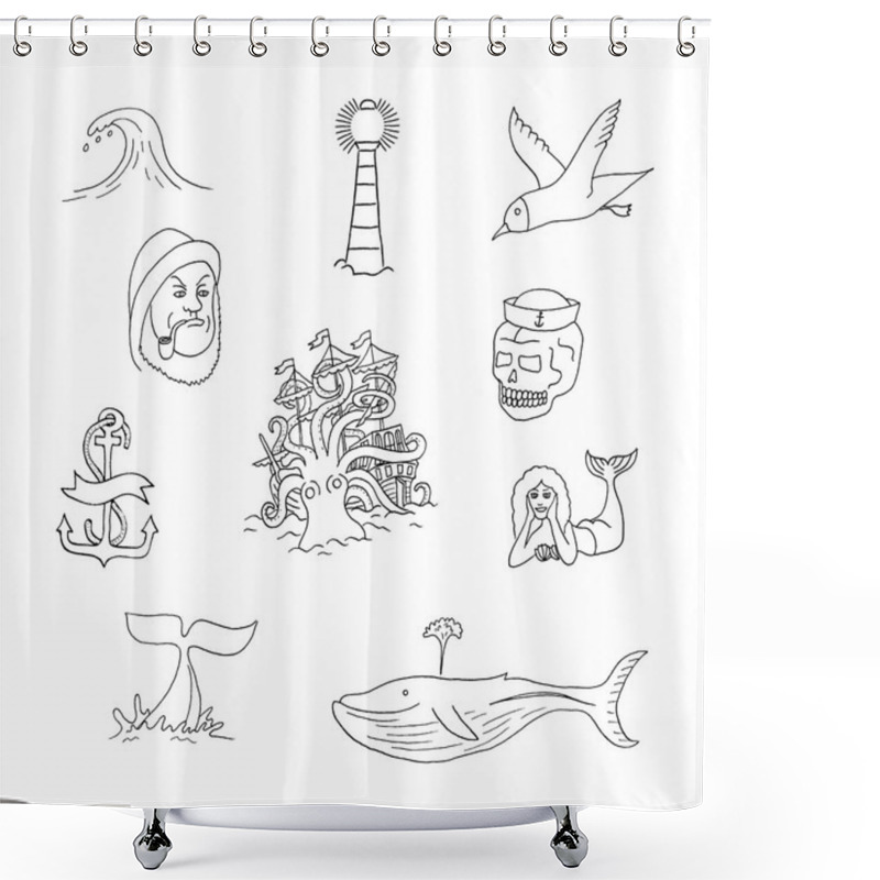 Personality  Marine Themes & Tattoo. Sailor. Shower Curtains