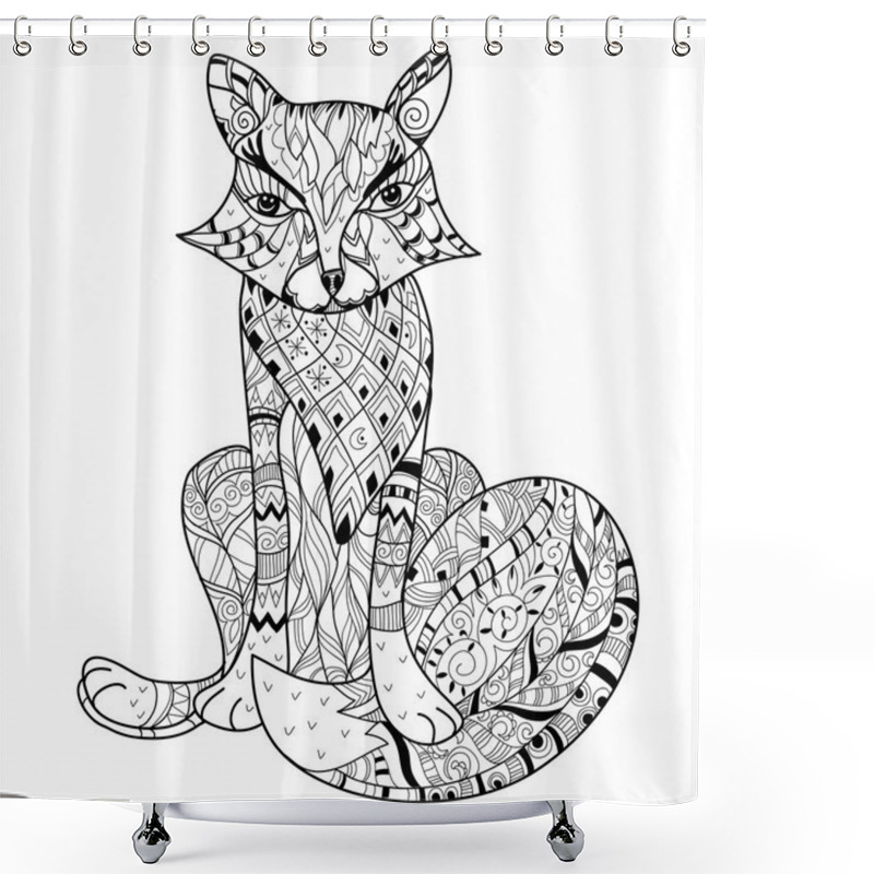 Personality  Hand Drawn Doodle Outline Fox Boho Sketch Shower Curtains