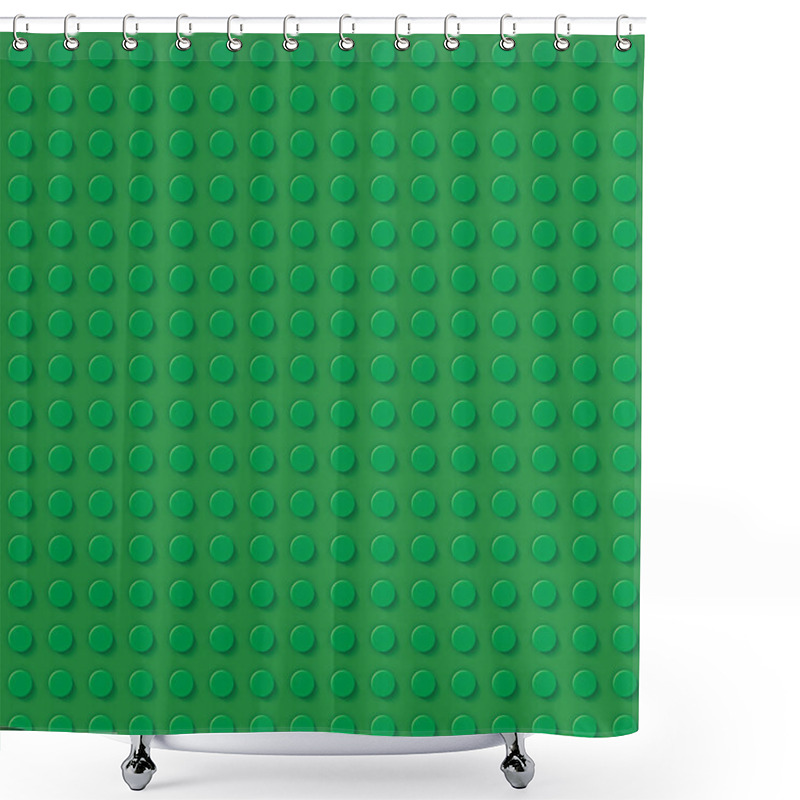 Personality  Perfect Glossy High Quality Green Seamless Plastic Construction Plate. Ideal Vector Background Of Closeup Gloss Plastic Construction Block. For Advertising, Poster, Leaflet, Web And Flyer. CMYK Shower Curtains