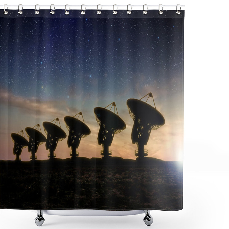 Personality  Radio Telescope View At Night Shower Curtains