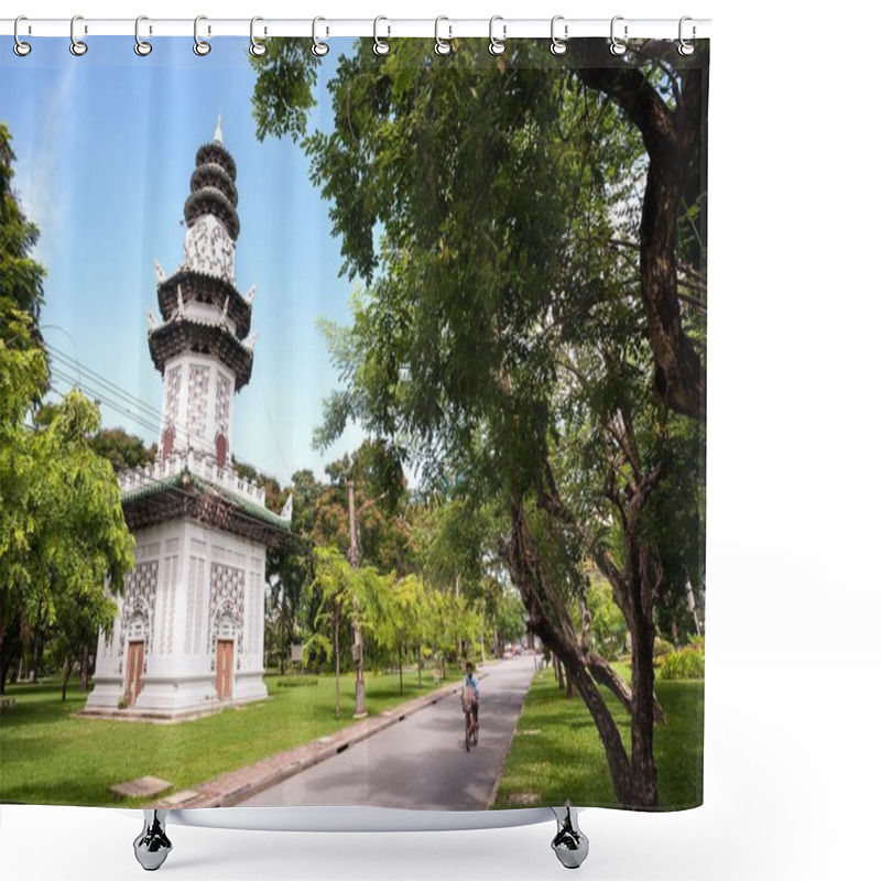 Personality  Chinese-style Clock Tower In Lumpini Park, Bangkok, Thailand Shower Curtains