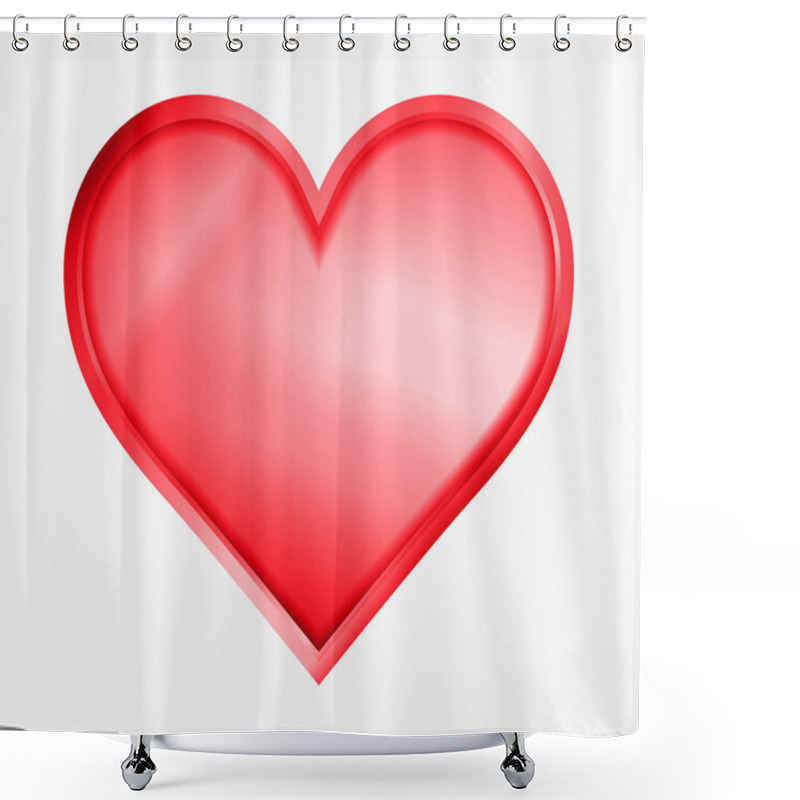 Personality  Red Monochrome Heart Isolated On White Background Shower Curtains