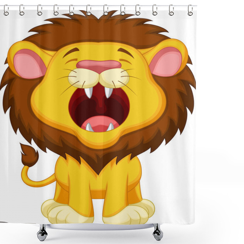 Personality  Lion Cartoon Roaring Shower Curtains