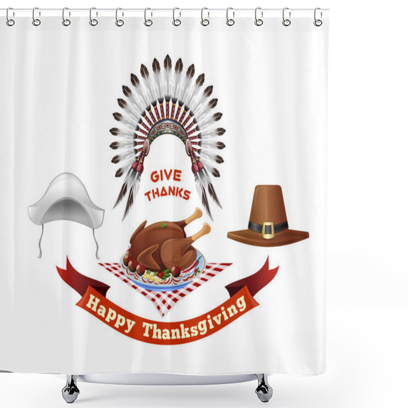 Personality  Thanksgiving Day Symbols Set Shower Curtains