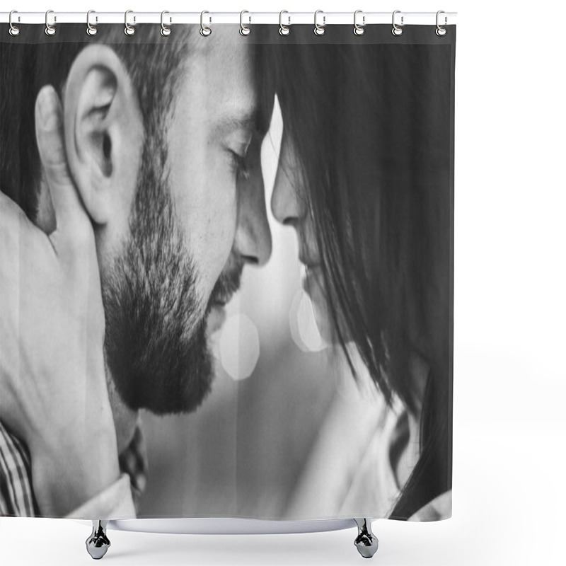 Personality  Youn Man And Woman Together Shower Curtains