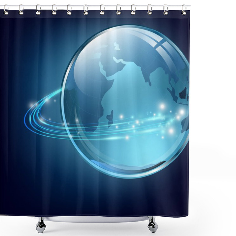 Personality  Earth With Communication Digital Fibers Shower Curtains