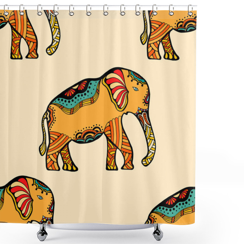 Personality  Stylized Indian Elephant. Shower Curtains