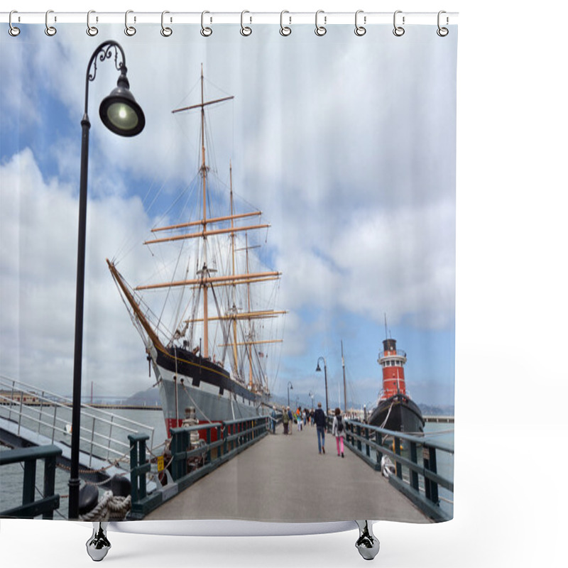 Personality  Hyde Street Pier In Fisherman's Wharf In San Francisco - CA Shower Curtains