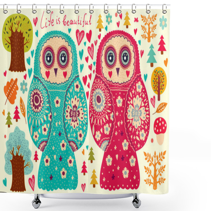 Personality  Background Wiht Owls Shower Curtains