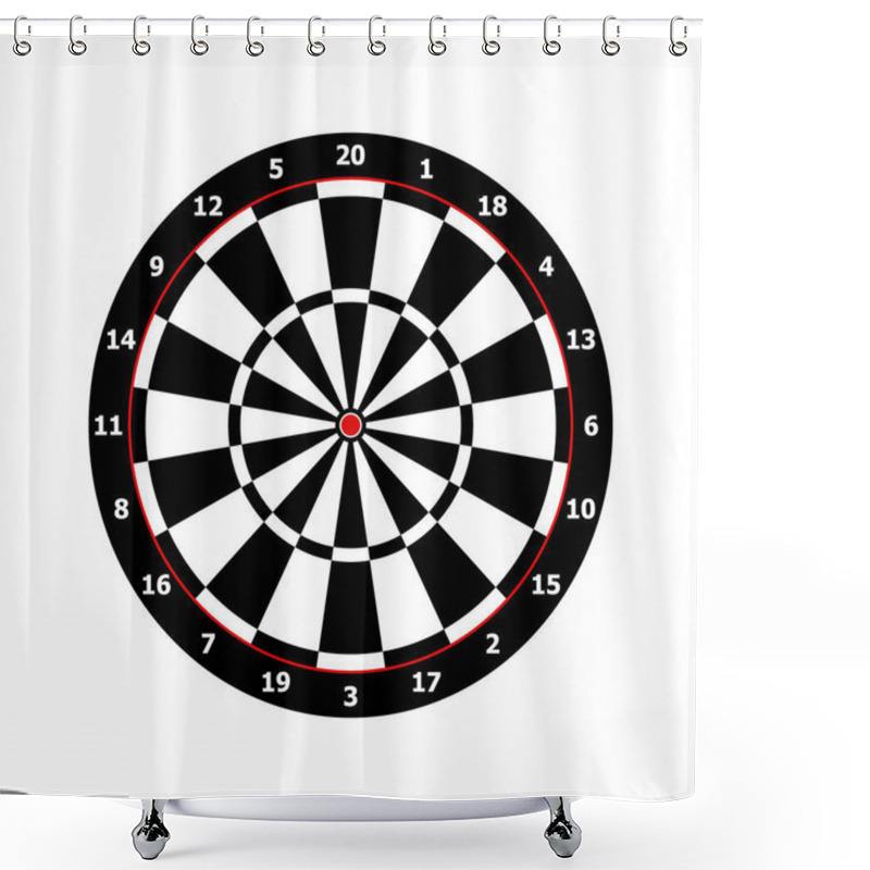 Personality  Classic Darts Board Game Template In Black And White Shower Curtains