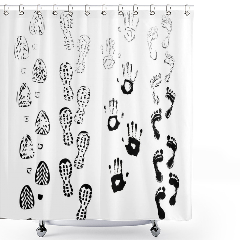 Personality  Fading Boot, Foot And Hand Prints Shower Curtains